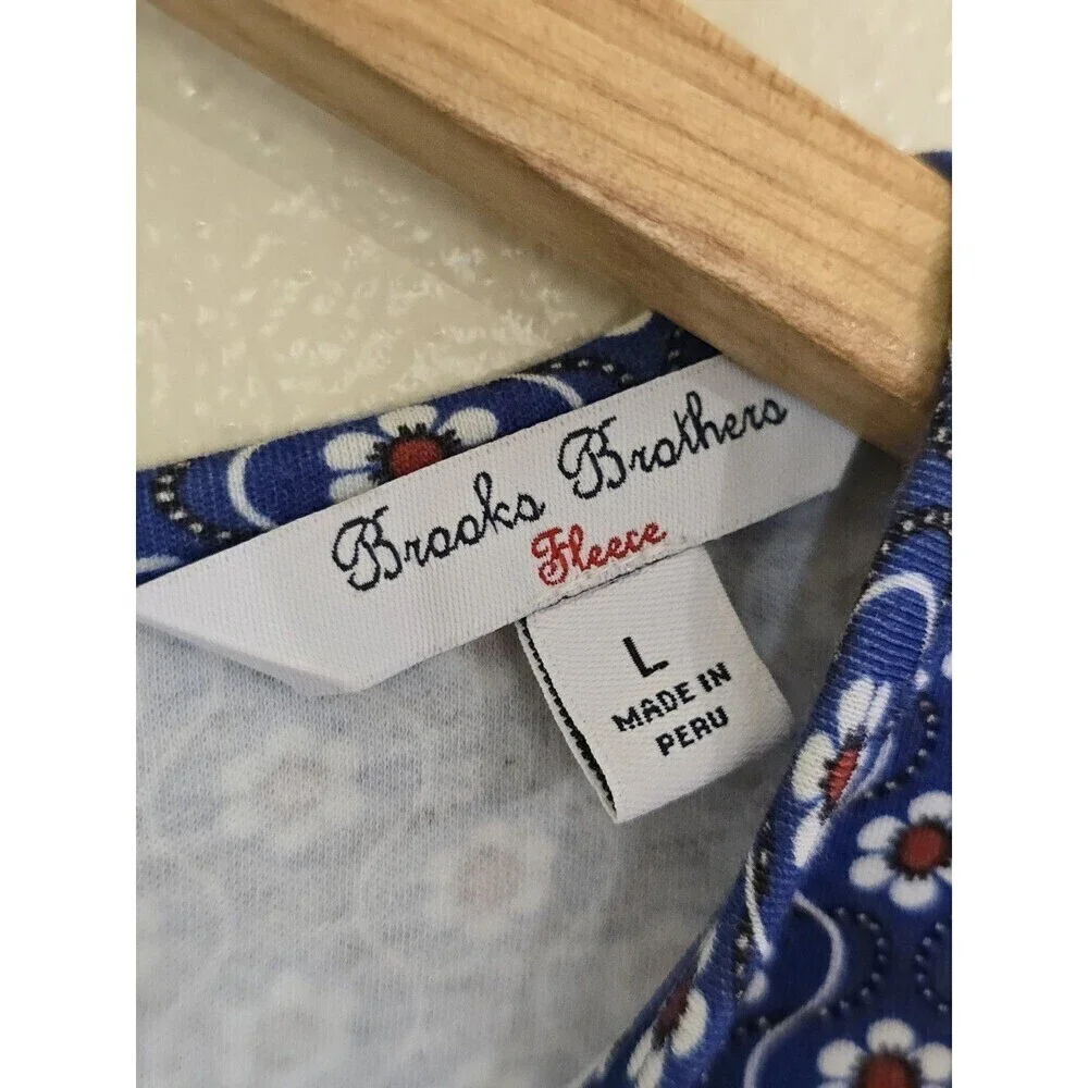 Brooks Brothers Floral Long Sleeve Dress Girls Size Large Blue Red White Ruffle